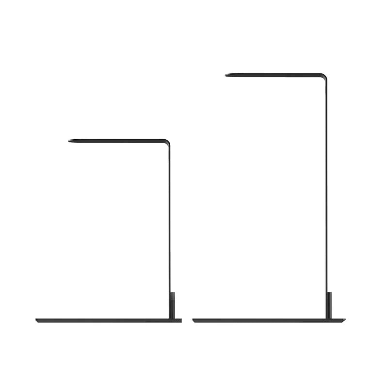 Two black metal brackets on a white background