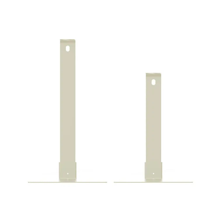 Two vertical metal brackets on a white background