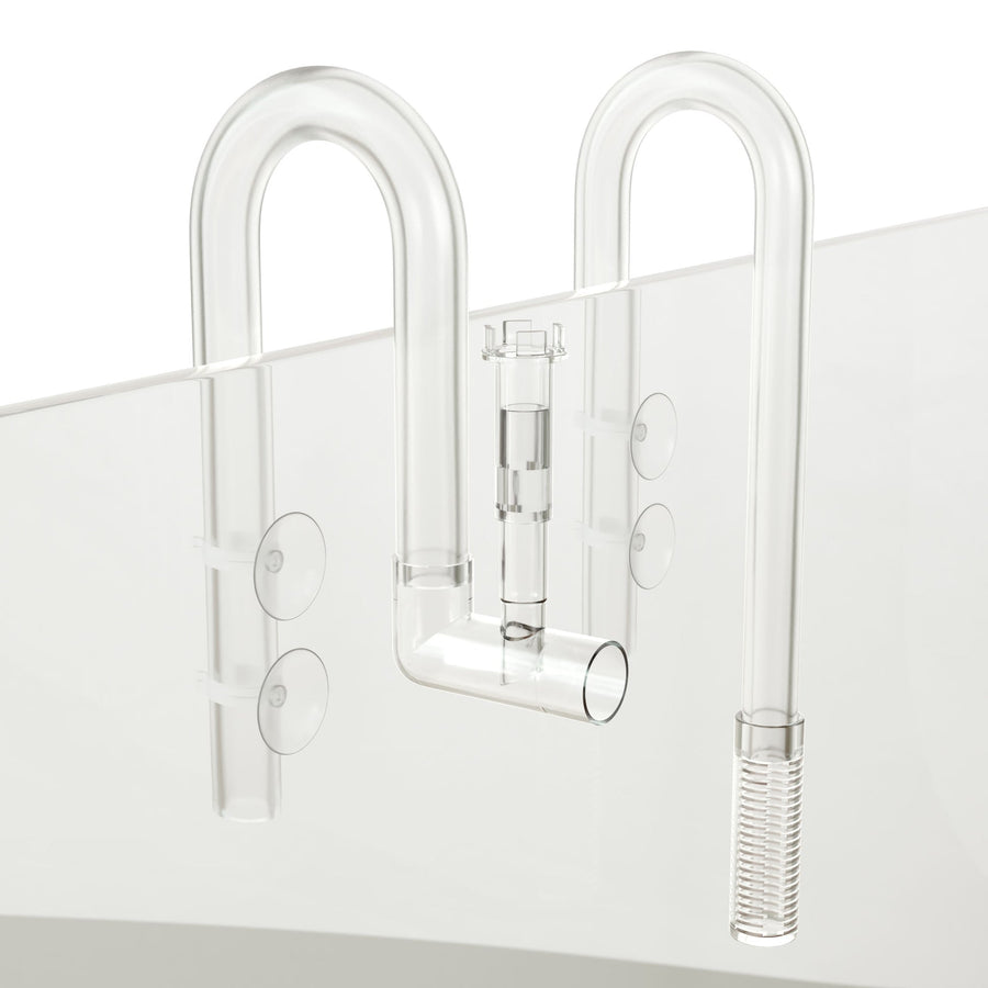 Clear plastic shower door with curved handle 