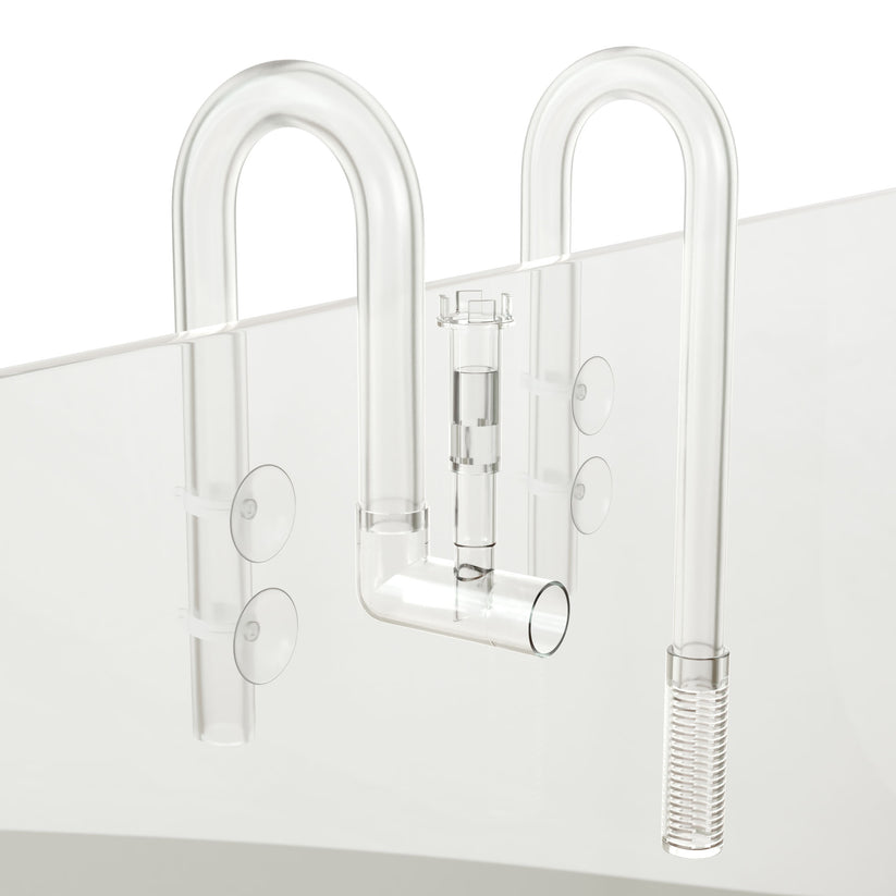Clear plastic shower enclosure with curved handles