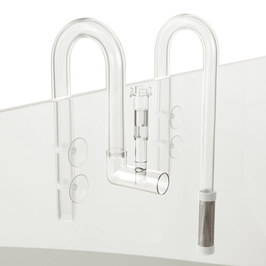 Clear shower enclosure with a handle and shower head