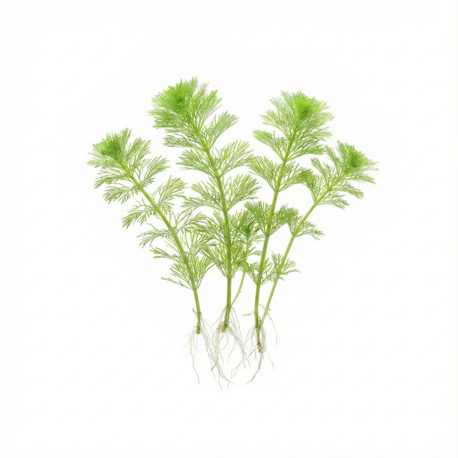 Green plant with roots on a white background