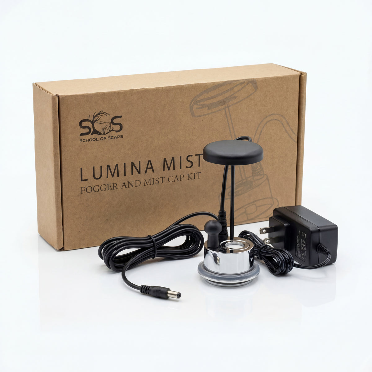 Lumina Mist fogger and mist cap kit with packaging on a white background