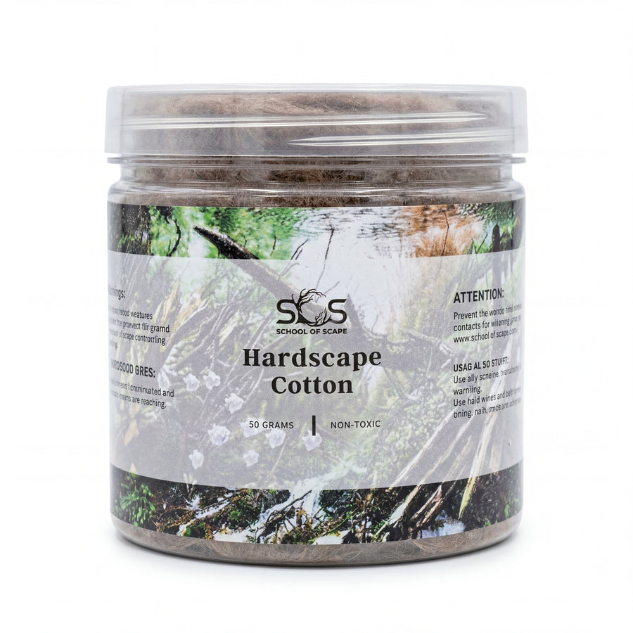 Jar of hardscape cotton with a label on a white background
