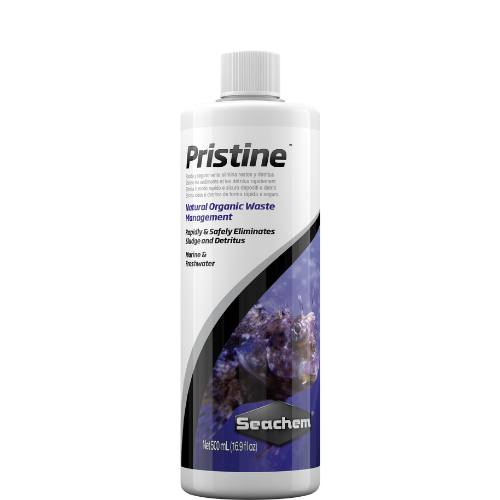 Pristine aquarium water treatment bottle with Seachem branding on a white background