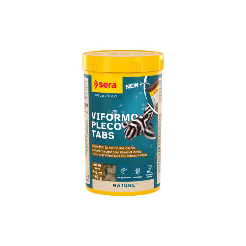 Sera Viforme Pleco Tabs fish food container on a white background