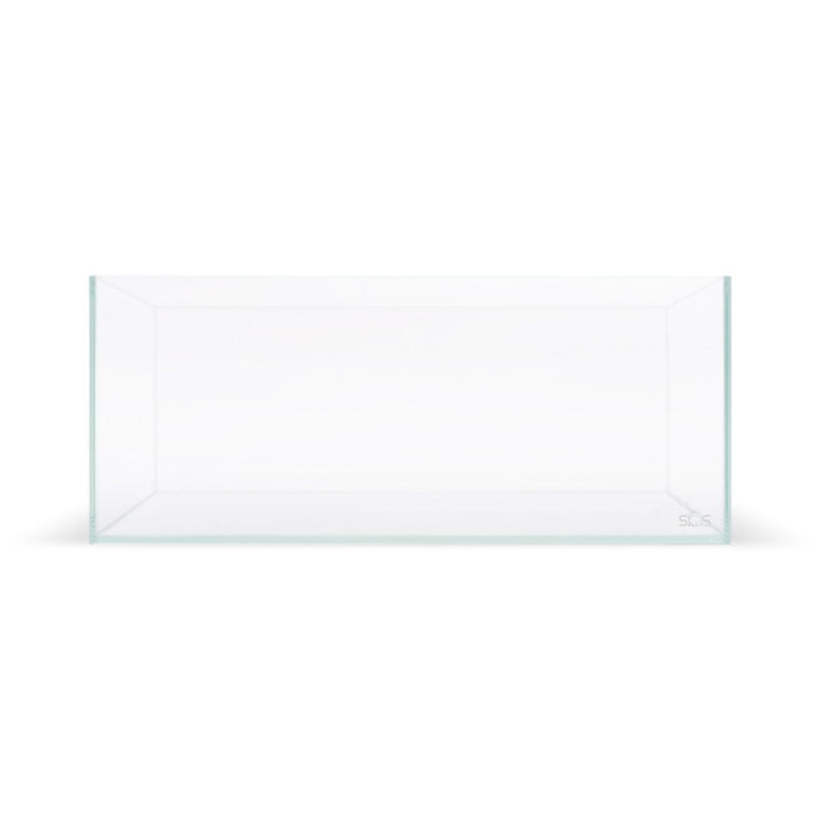 Clear glass aquarium on a white background