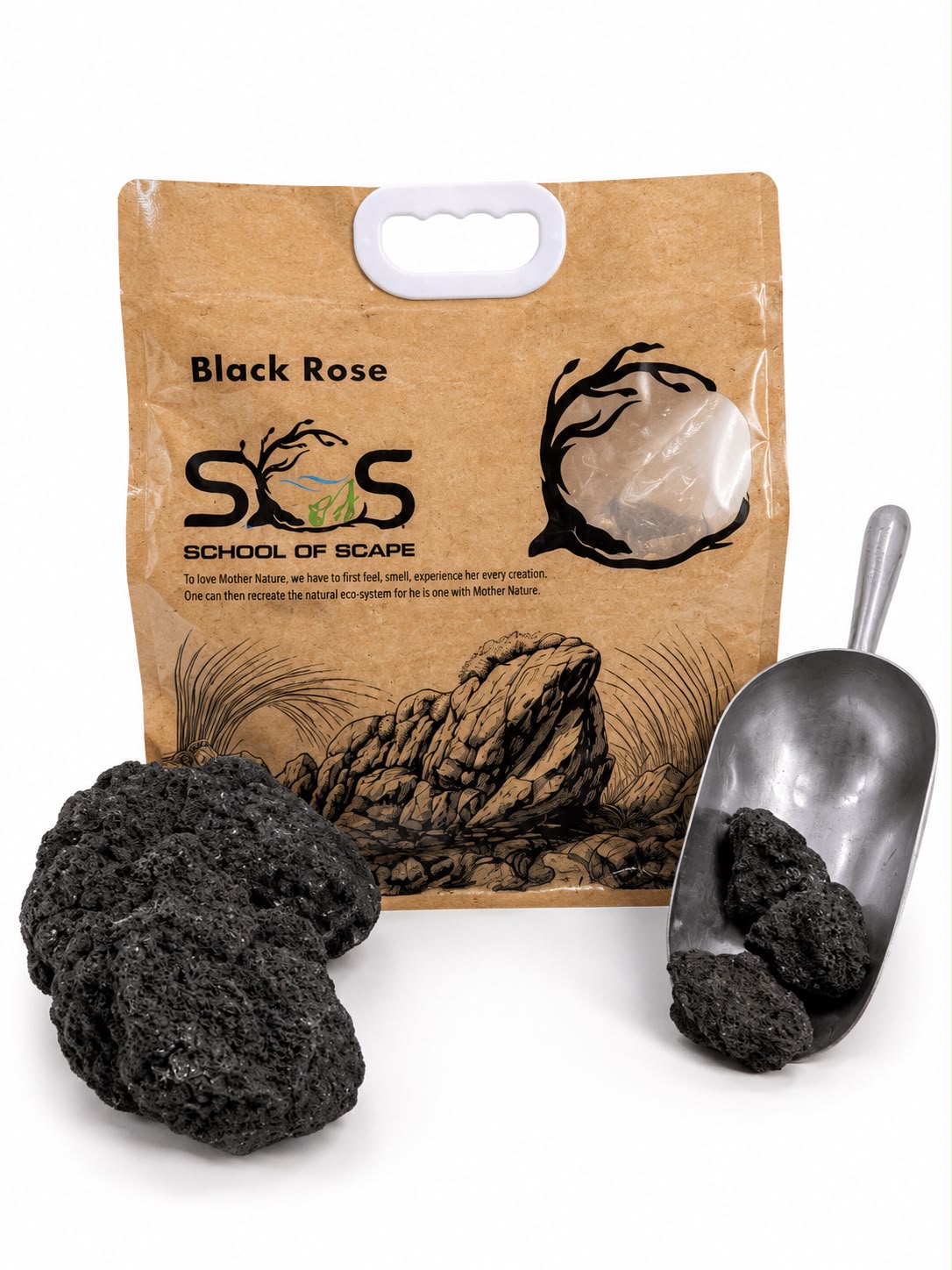 School of Scape pack of Black Rose Lava Rock with loose stones
