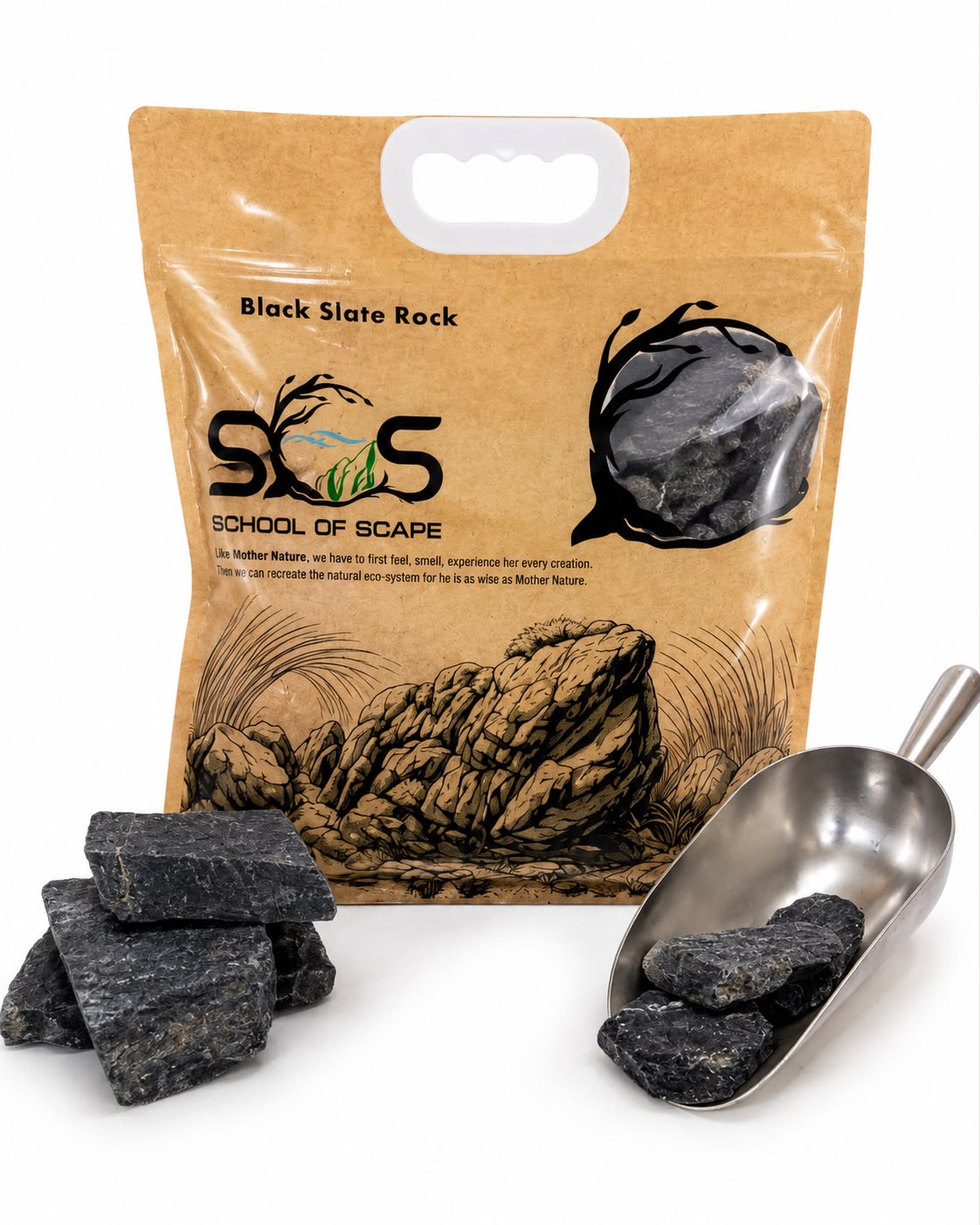 School of Scape pack of Black Slate Stone with loose stones