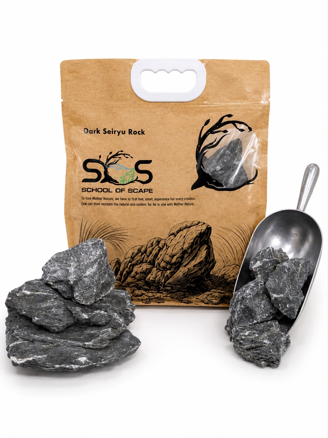 School of Scape pack of Dark Seiryu Stone with loose stones