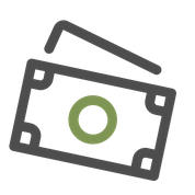 Icon of a money bill with a green circle in the center