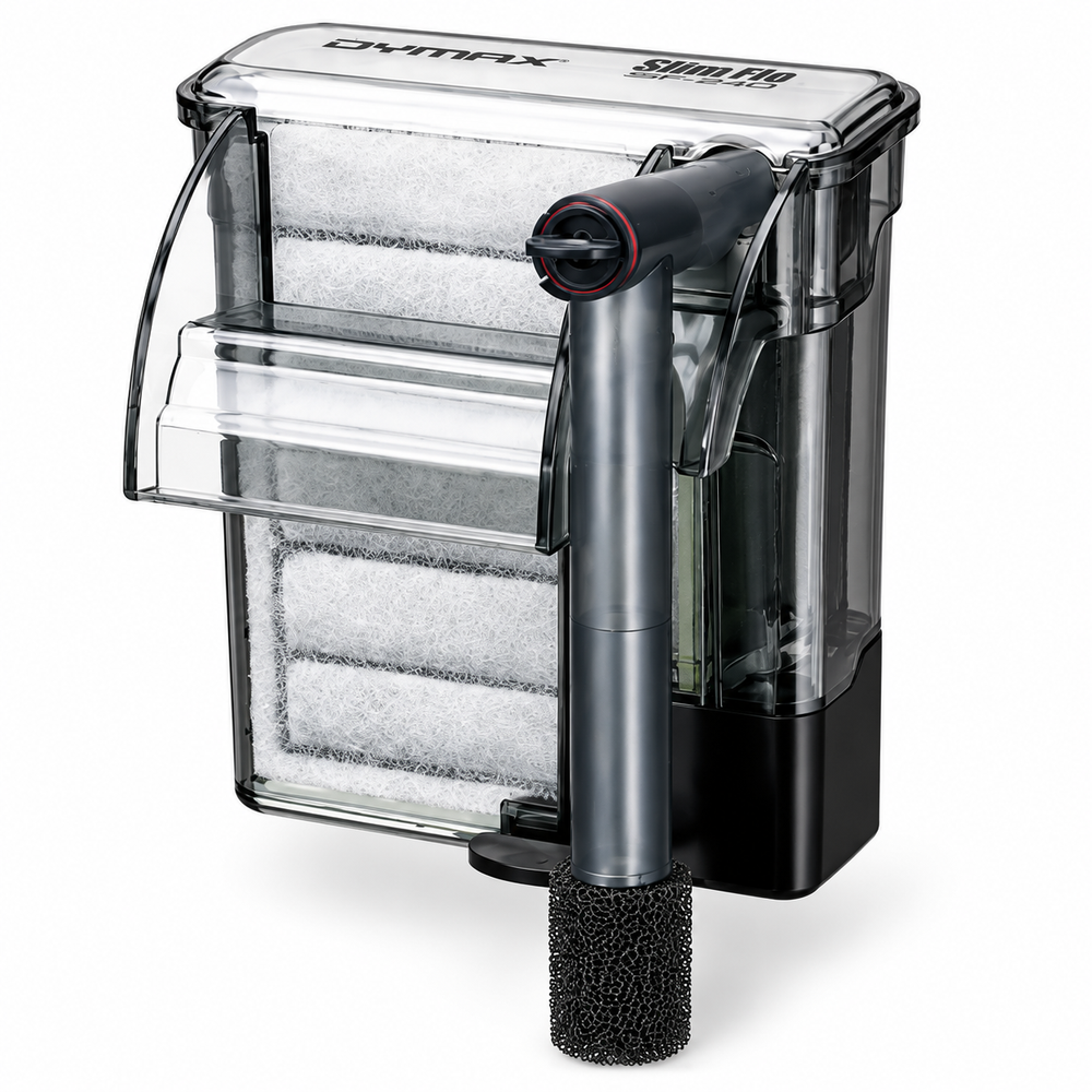 Dymax SLIM FLO SF-240 hang-on-back filter, side view