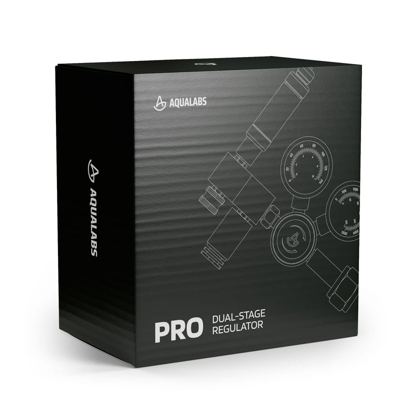 Black box packaging for Aqualabs Pro Dual-Stage Regulator 