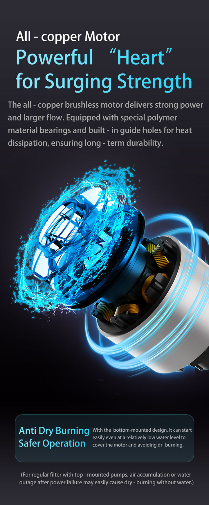 Motor with blue glowing effect 