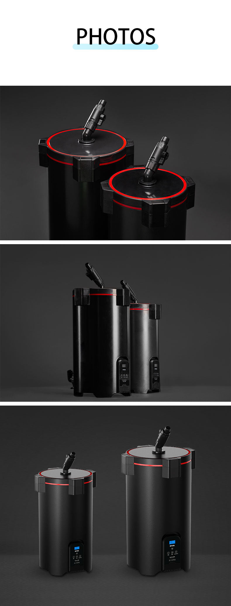 Black and red cylindrical device with a pen