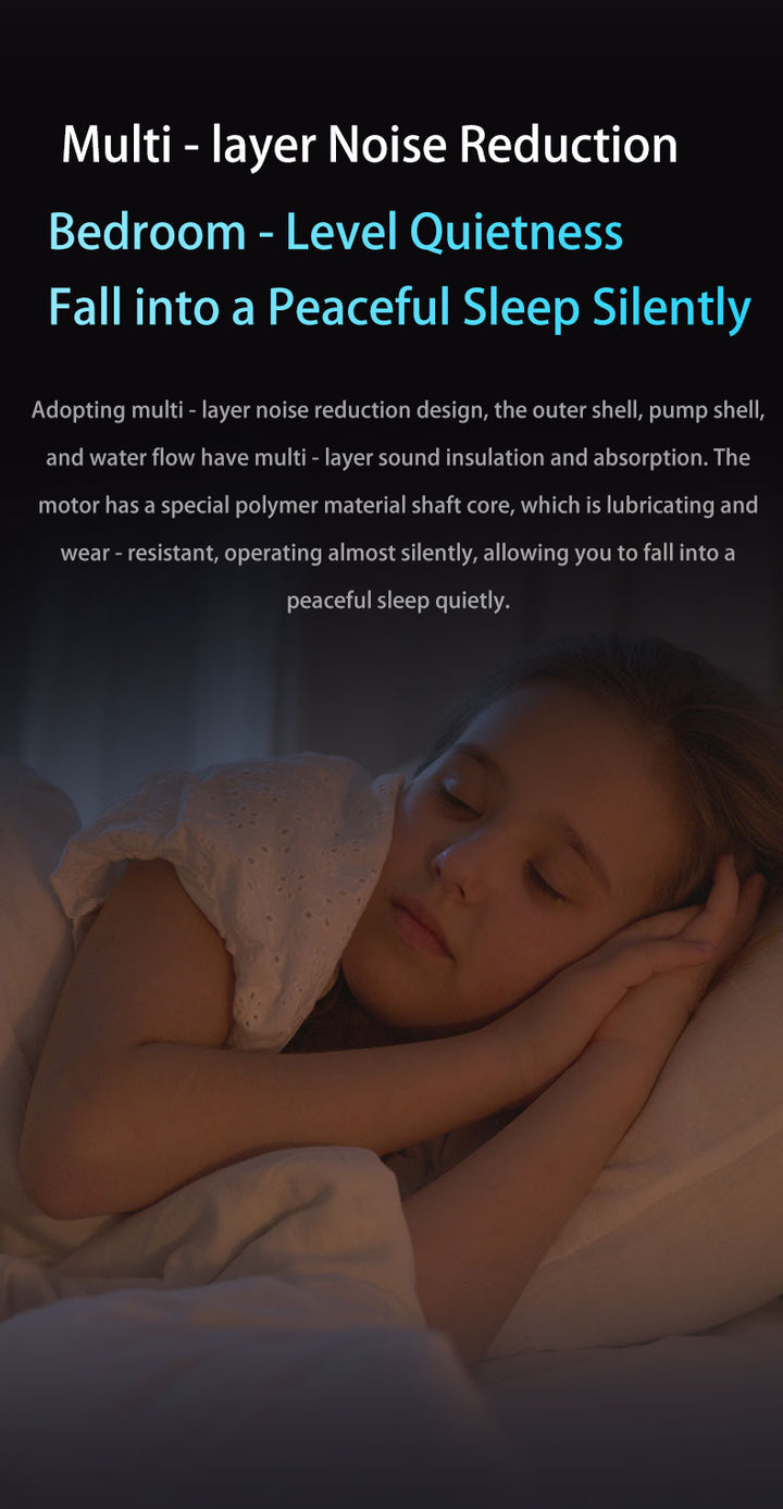 Person sleeping peacefully with text about multi-layer noise reduction technology