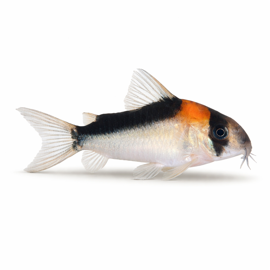 Multicolored fish on a white background