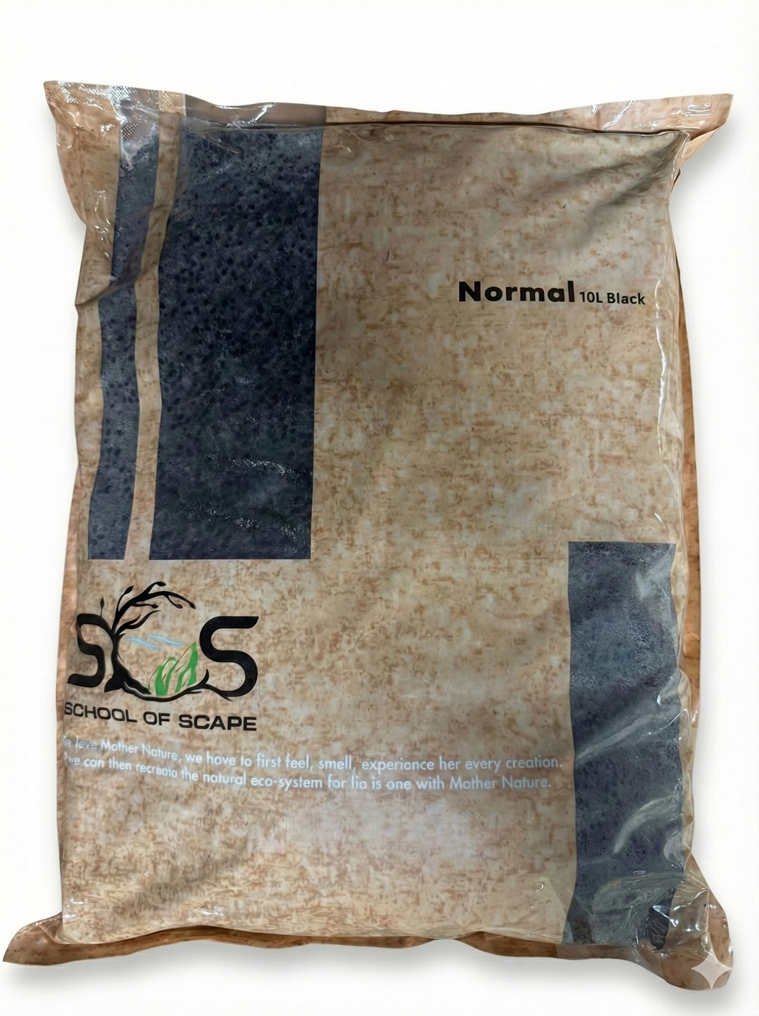 Bag of soil labeled 'Normal 10L Black' by School of Scape