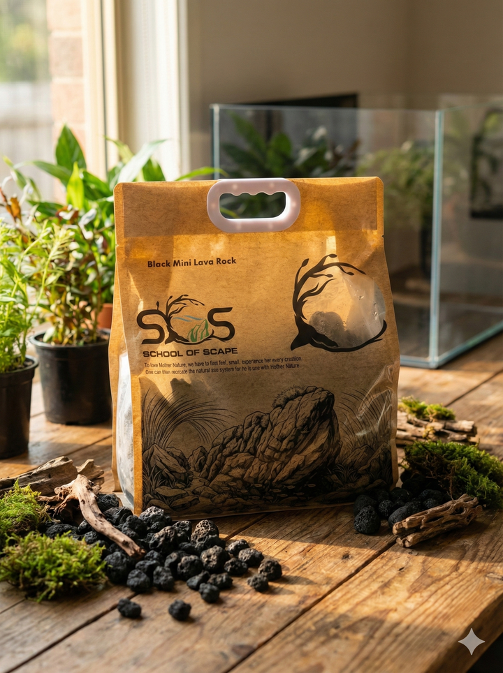 Black Mini Lava Rock for Aquarium - Premium Aquascaping Substrate (5kg)